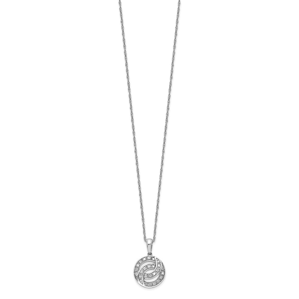 Sterling Silver Rhodium Plated Diamond Circle Necklace QP3349