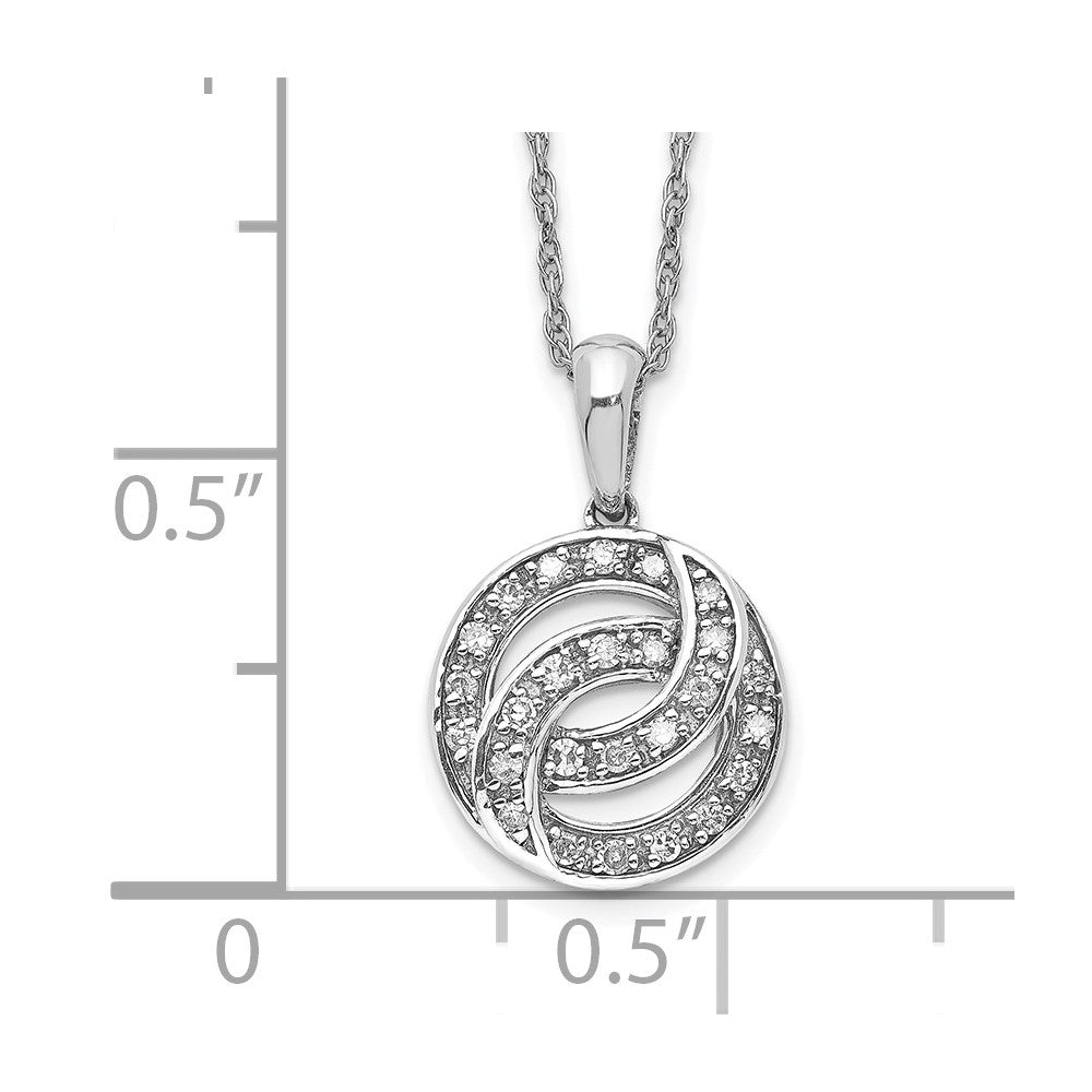 Sterling Silver Rhodium Plated Diamond Circle Necklace QP3349