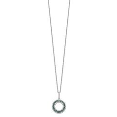 White Night Sterling Silver Rhodium-plated Blue and White Diamond Circle 18 inch Necklace with 2 Inch Extender QP3667