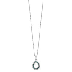 White Night Sterling Silver Rhodium-plated Blue and White Diamond Teardrop 18 Inch Necklace with 2 Inch Extender QP3679