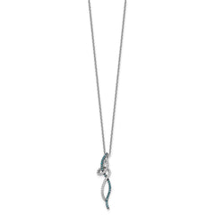 White Night Sterling Silver Rhodium-plated Swirl White and Blue Diamond 18 inch Necklace with 2 Inch Extender QP3683
