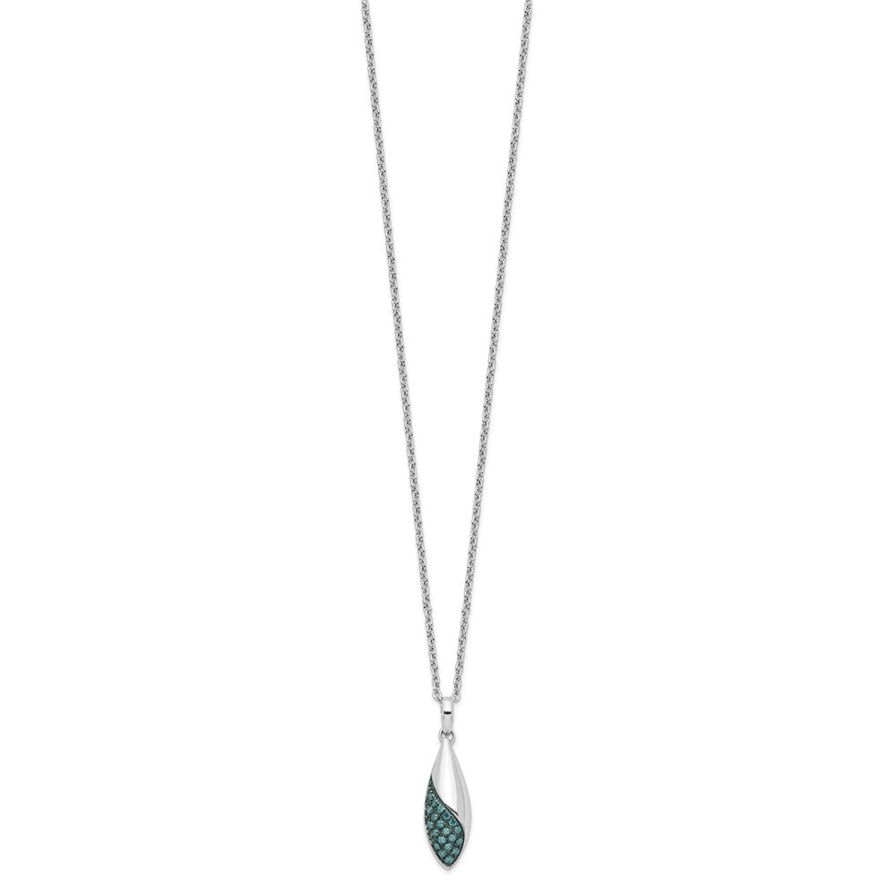 White Night Sterling Silver Rhodium-plated Blue Diamond 18 inch Necklace with 2 Inch Extender QP3719