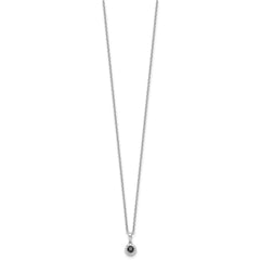 White Night Sterling Silver Rhodium-plated Black and White Diamond Circle Pendant 18 Inch Necklace with 2 Inch Extender QP3767
