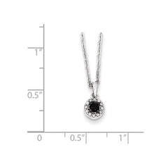 White Night Sterling Silver Rhodium-plated Black and White Diamond Circle Pendant 18 Inch Necklace with 2 Inch Extender QP3767