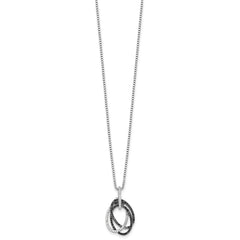 White Night Sterling Silver Rhodium-plated Black and White Diamond Triple Oval 18 Inch Necklace with 2 Inch Extender QP3775