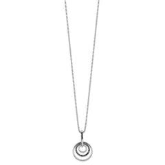 White Night Sterling Silver Rhodium-plated Black Diamond Circle 18 Inch Necklace with 2 Inch Extender QP3783