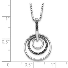 White Night Sterling Silver Rhodium-plated Black Diamond Circle 18 Inch Necklace with 2 Inch Extender QP3783
