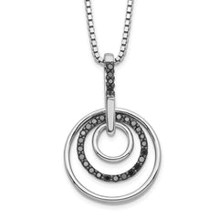 White Night Sterling Silver Rhodium-plated Black Diamond Circle 18 Inch Necklace with 2 Inch Extender QP3783