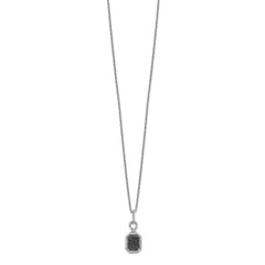 White Night Sterling Silver Rhodium-plated Black and White Diamond Rectangle Pendant 18 Inch Necklace with 2 Inch Extender QP3808