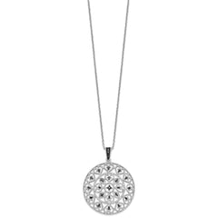 White Night Sterling Silver Rhodium-plated Black Diamond Circle Pendant 18 Inch Necklace with 2 Inch Extender QP3810