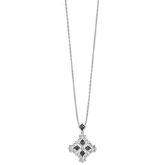 White Night Sterling Silver Rhodium-plated Black and White Diamond 18 Inch Necklace with 2 Inch Extender QP3835