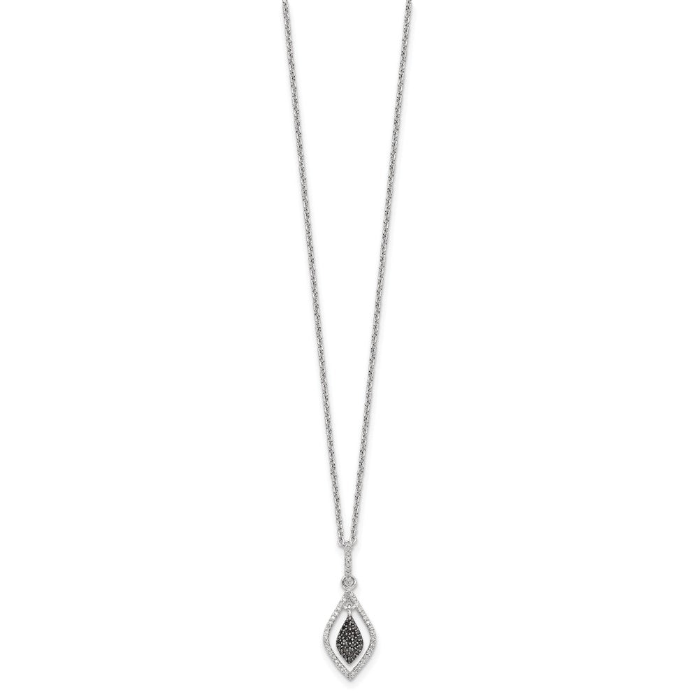 White Night Sterling Silver Rhodium-plated Black and White Diamond 18 Inch Necklace with 2 Inch Extender QP3839