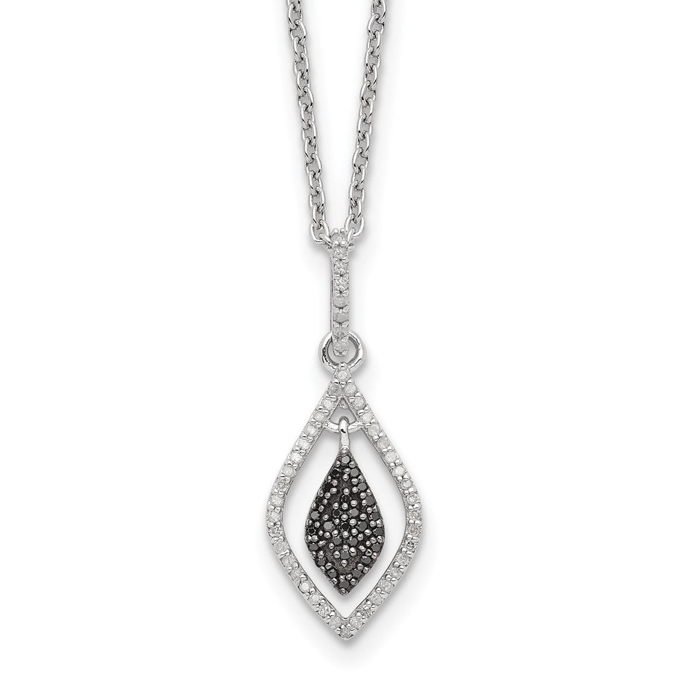 White Night Sterling Silver Rhodium-plated Black and White Diamond 18 Inch Necklace with 2 Inch Extender QP3839
