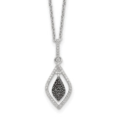 White Night Sterling Silver Rhodium-plated Black and White Diamond 18 Inch Necklace with 2 Inch Extender QP3839