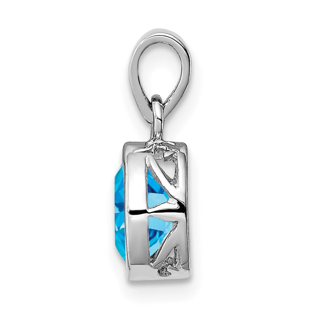 Sterling Silver Rhodium-plated Polished Blue Topaz Oval Pendant QP4553BT