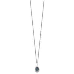 White Night Sterling Silver Rhodium-plated Blue Diamond Oval Pendant 18 inch Necklace with 2 Inch Extender QP4694