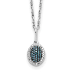 White Night Sterling Silver Rhodium-plated Blue Diamond Oval Pendant 18 inch Necklace with 2 Inch Extender QP4694