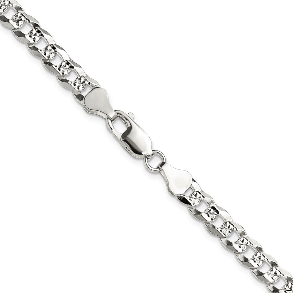 Sterling Silver 5.9mm Flat D/C Pave Curb ChainQPCB140