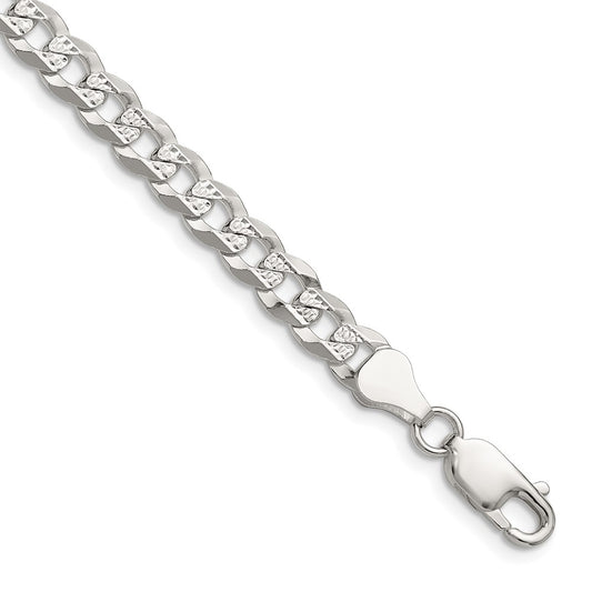 Sterling Silver 5.9mm Flat D/C Pave Curb ChainQPCB140