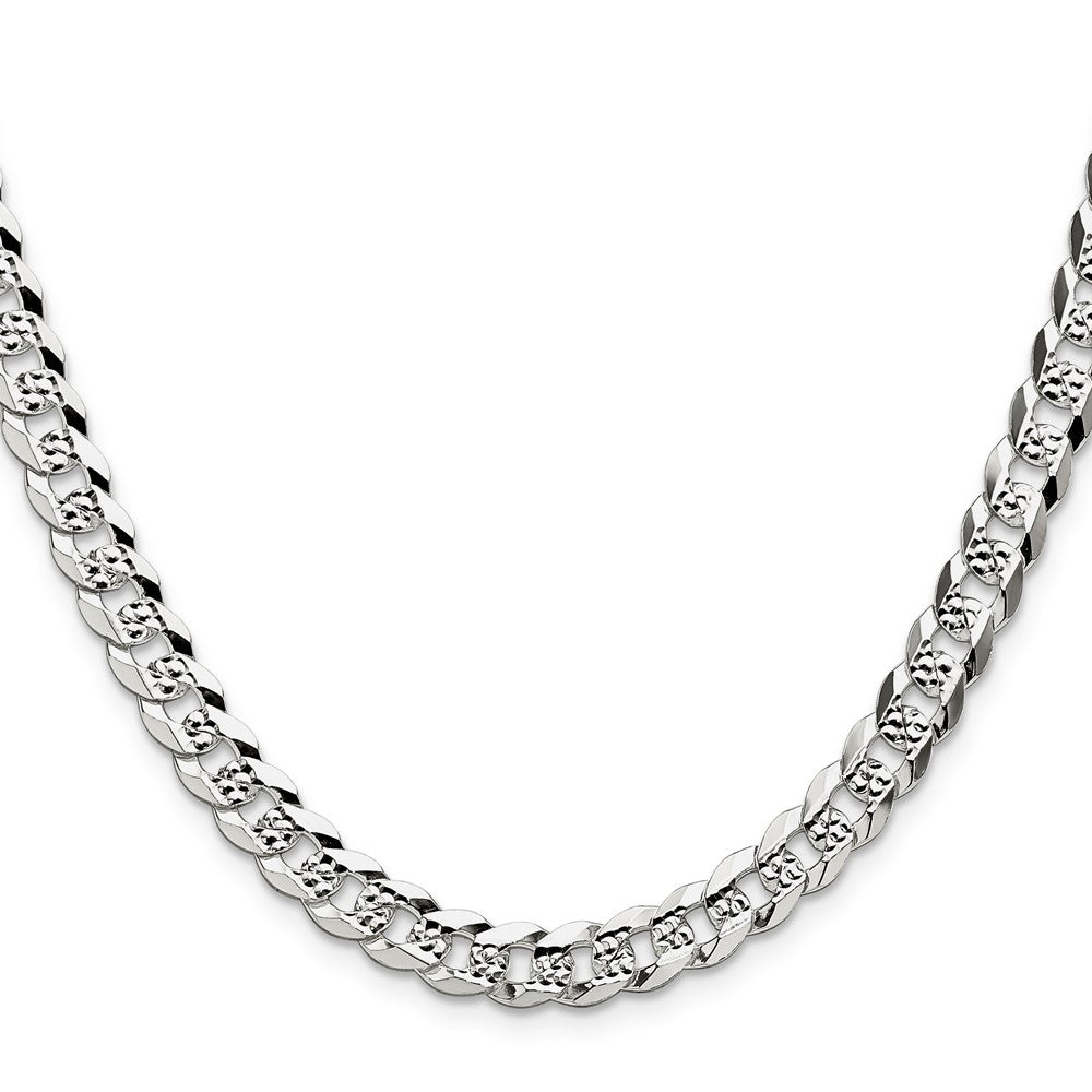 Sterling Silver 6.75mm Flat D/C Pave Curb ChainQPCB160