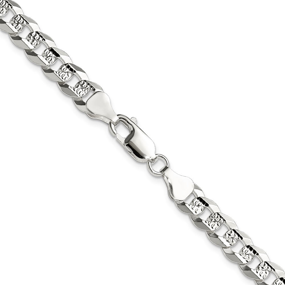 Sterling Silver 6.75mm Flat D/C Pave Curb ChainQPCB160