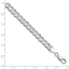 Sterling Silver 6.75mm Flat D/C Pave Curb Chain QPCB160-8