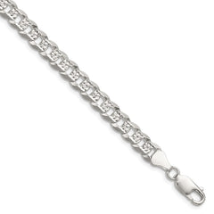 Sterling Silver 6.75mm Flat D/C Pave Curb Chain QPCB160-8