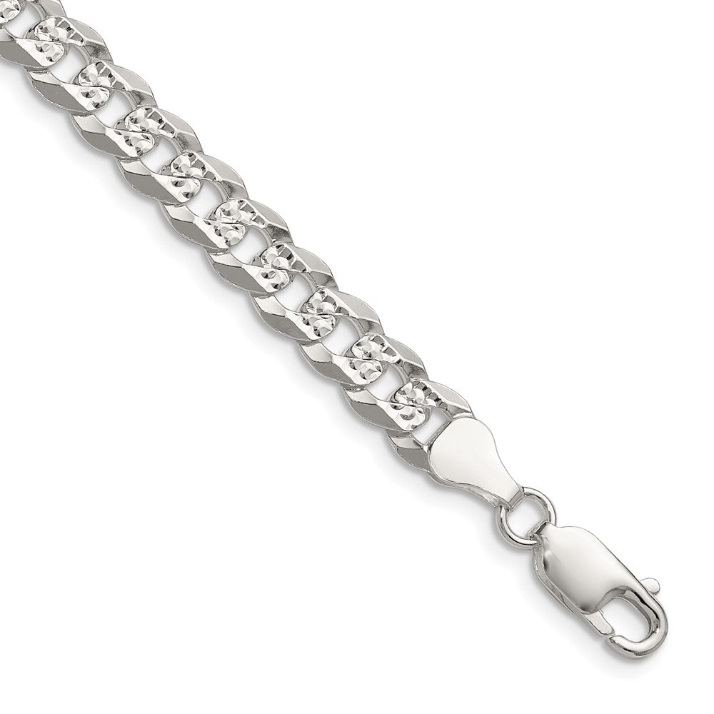 Sterling Silver 6.75mm Flat D/C Pave Curb ChainQPCB160