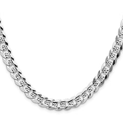 Sterling Silver 7.9mm Flat D/C Pave Curb ChainQPCB180