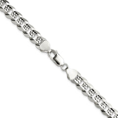Sterling Silver 7.9mm Flat D/C Pave Curb ChainQPCB180