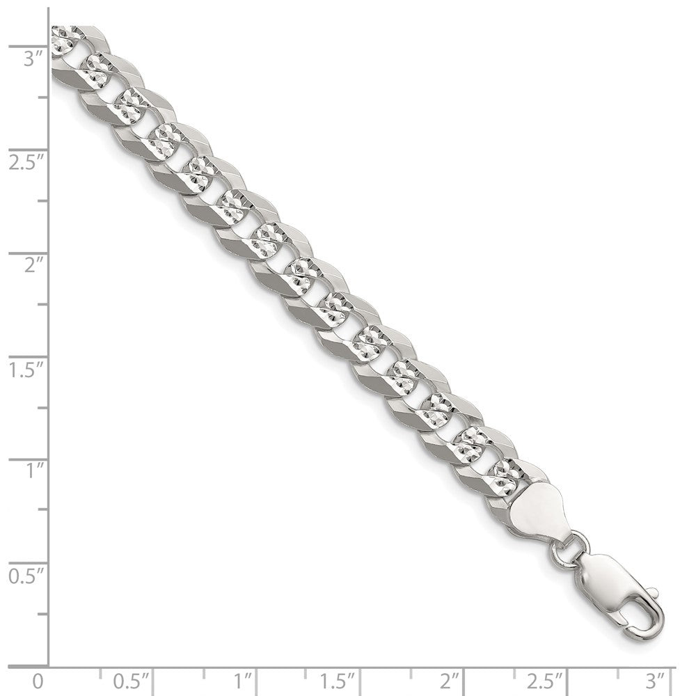 Sterling Silver 7.9mm Flat D/C Pave Curb Chain QPCB180-8