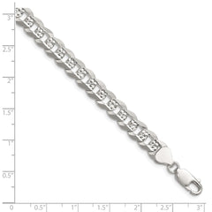 Sterling Silver 7.9mm Flat D/C Pave Curb Chain QPCB180-8