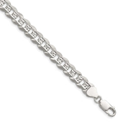 Sterling Silver 7.9mm Flat D/C Pave Curb Chain QPCB180-8