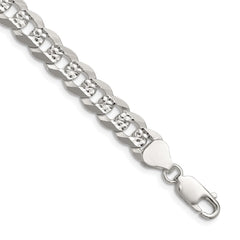 Sterling Silver 7.9mm Flat D/C Pave Curb ChainQPCB180