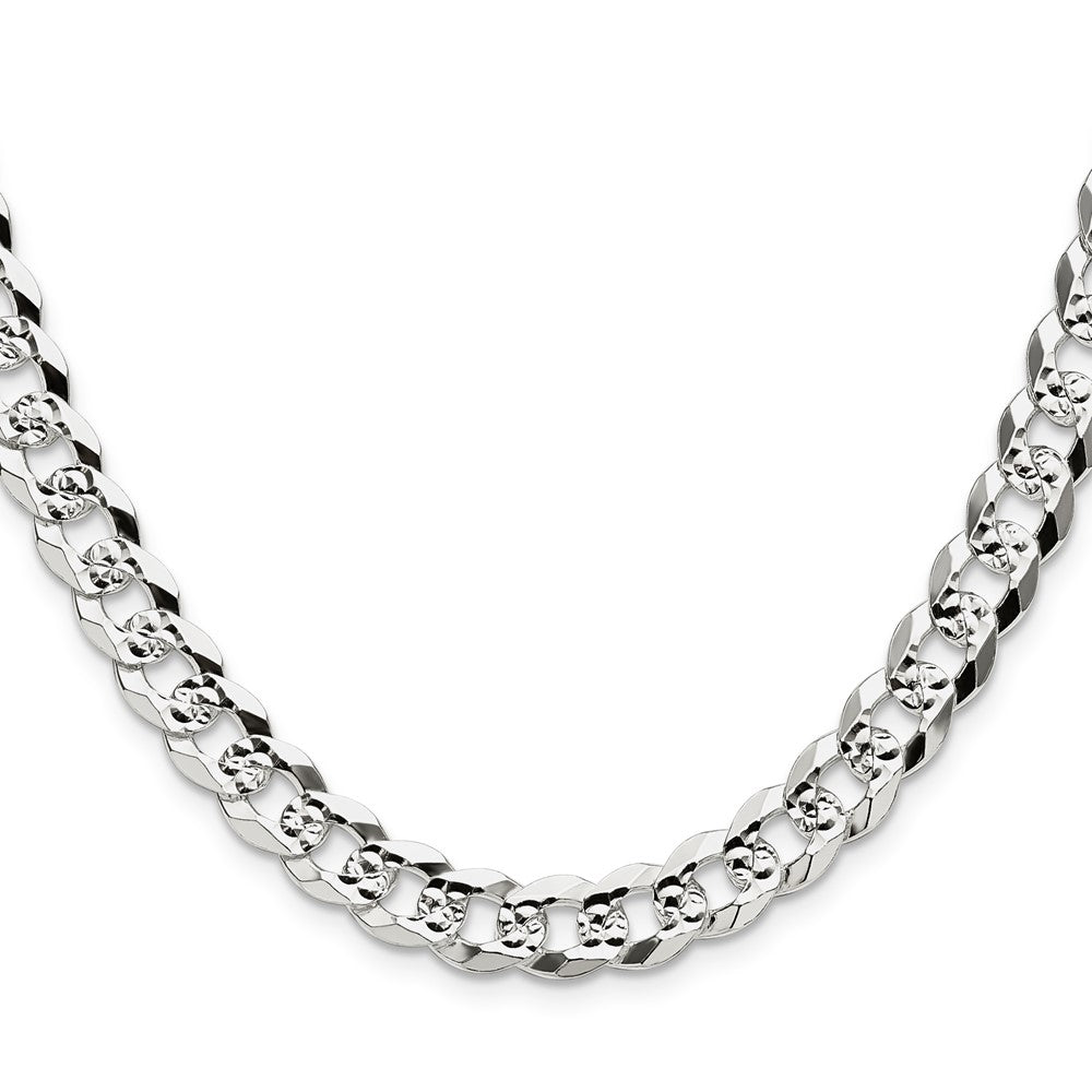 Sterling Silver 8.25mm Flat D/C Pave Curb ChainQPCB200