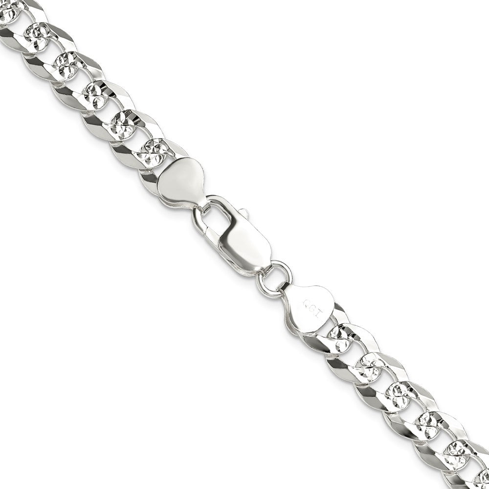 Sterling Silver 8.25mm Flat D/C Pave Curb ChainQPCB200