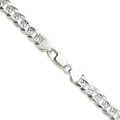 Sterling Silver 8.25mm Flat D/C Pave Curb ChainQPCB200