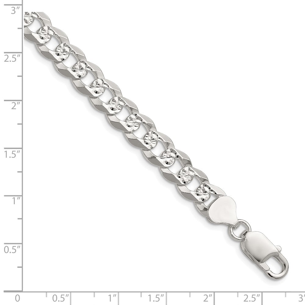 Sterling Silver 8.25mm Flat D/C Pave Curb Chain QPCB200-8