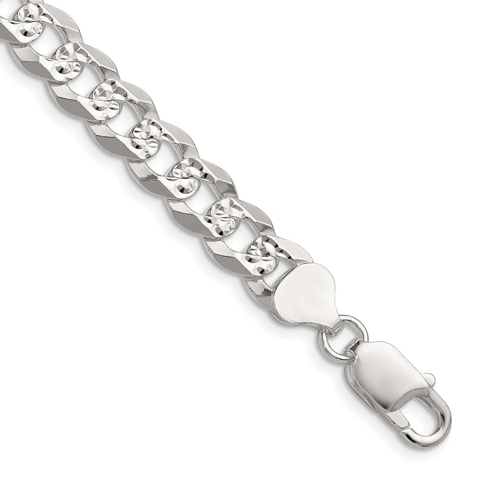 Sterling Silver 8.25mm Flat D/C Pave Curb ChainQPCB200