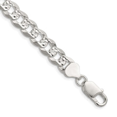 Sterling Silver 8.25mm Flat D/C Pave Curb ChainQPCB200