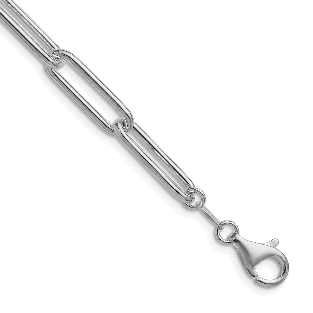 Sterling Silver Rhodium-plated Polished 6.5mm Paperclip ChainQPCL180R