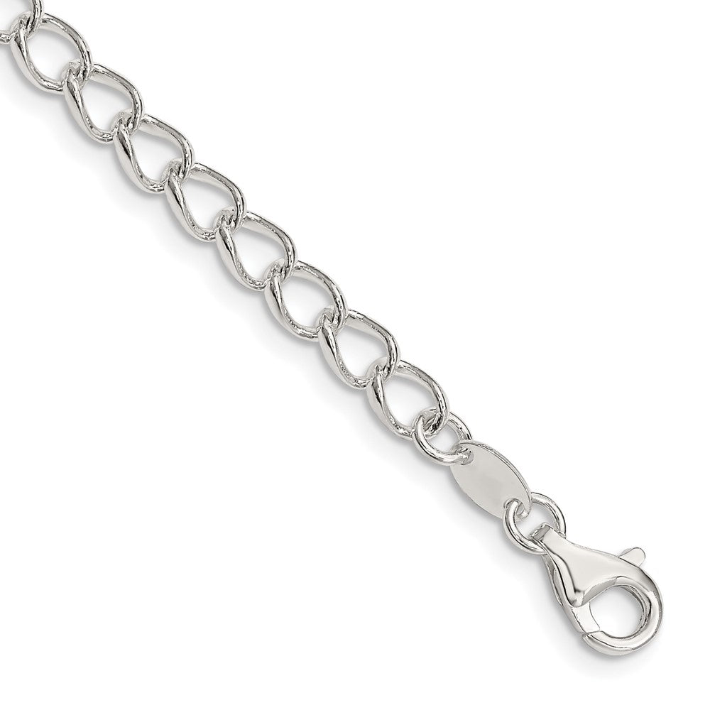 Sterling Silver 4.5mm Half round Wire Open Curb Chain QPE58-8
