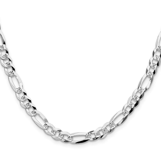 Sterling Silver 6.1mm Flat D/C Pave Figaro ChainQPF140