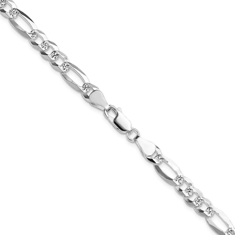 Sterling Silver 6.1mm Flat D/C Pave Figaro ChainQPF140
