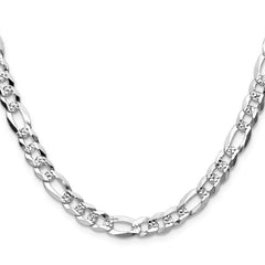 Sterling Silver 7.0mm Flat D/C Pave Figaro ChainQPF160
