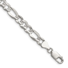 Sterling Silver 7.0mm Flat D/C Pave Figaro ChainQPF160