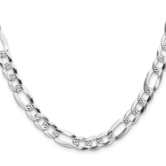 Sterling Silver 8.0mm Flat D/C Pave Figaro ChainQPF180
