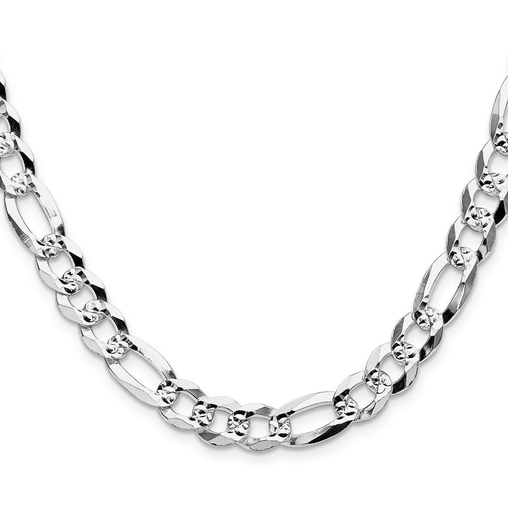 Sterling Silver 8.5mm Flat D/C Pave Figaro ChainQPF200