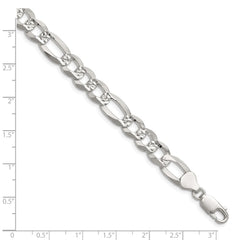 Sterling Silver 8.5mm Flat D/C Pave Figaro Chain QPF200-8