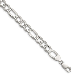Sterling Silver 8.5mm Flat D/C Pave Figaro Chain QPF200-8